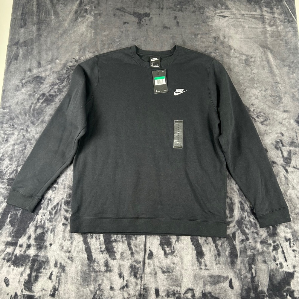 NWT Nike Sweatshirt Mens XL Black Sportswear Club Fleece Crewneck 804340-010